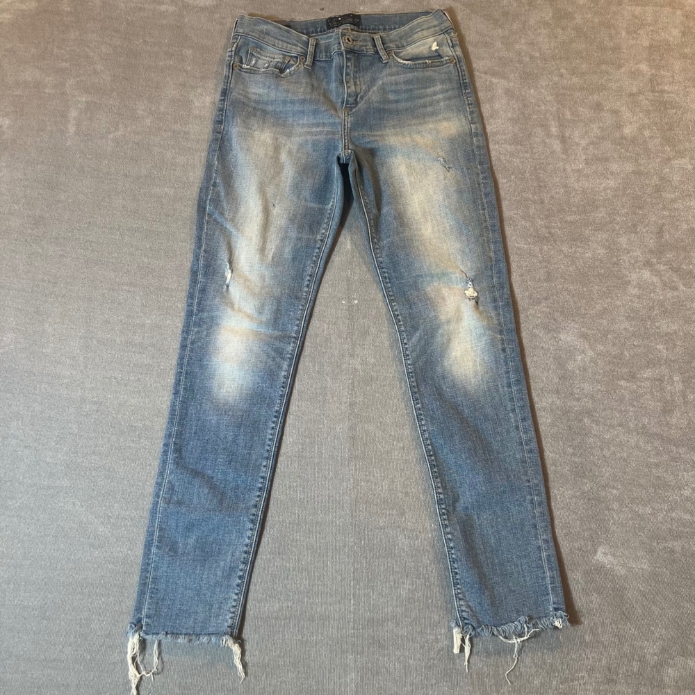 Lucky Brand Brooke Skinny Jeans Womens 4/27 Light Wash Distressed Frayed Hem